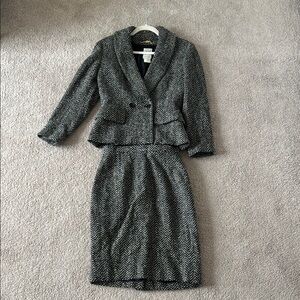 Celine Wool Black and White Pencil Skirt and Jacket Set